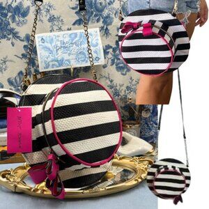 🆕 BETSEY JOHNSON 🧿 NWT Hats Off! Striped Straw Hat Crossbody Bag